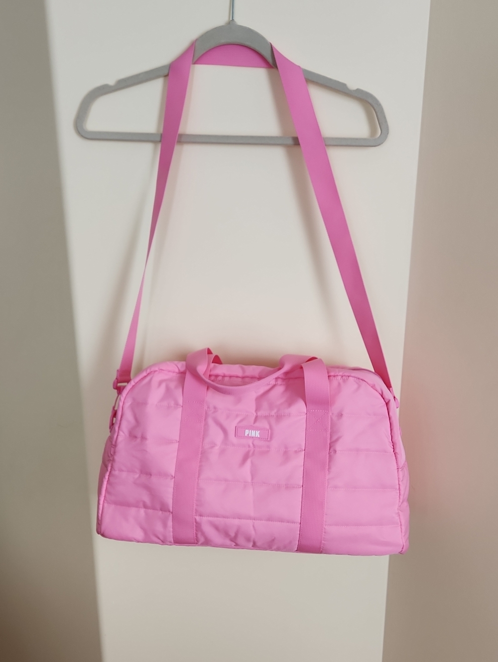 PINK Victoria's Secret Bubblegum Pink Quilted Travel Duffel